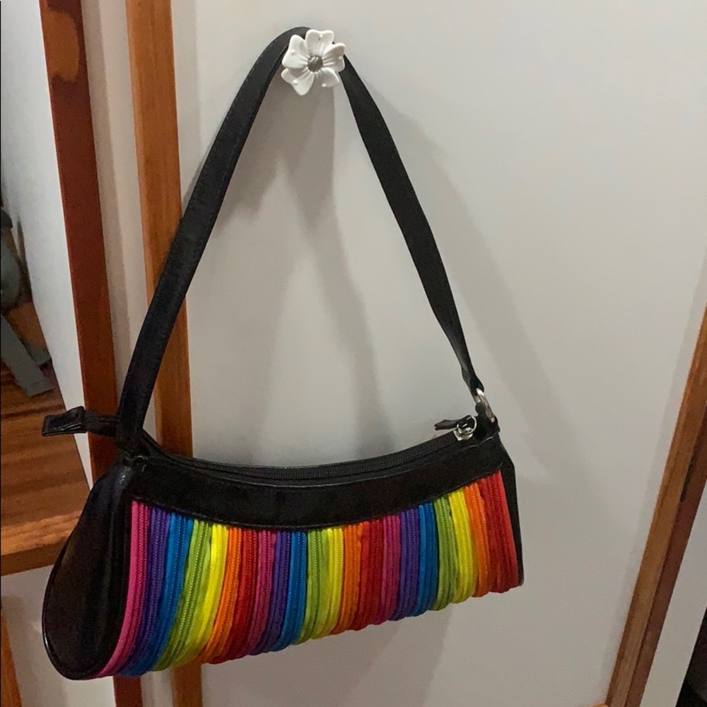 Rainbow zipper small handbag